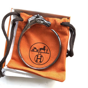 Hermes Paris Vintage Silver Horse-head Bracelet